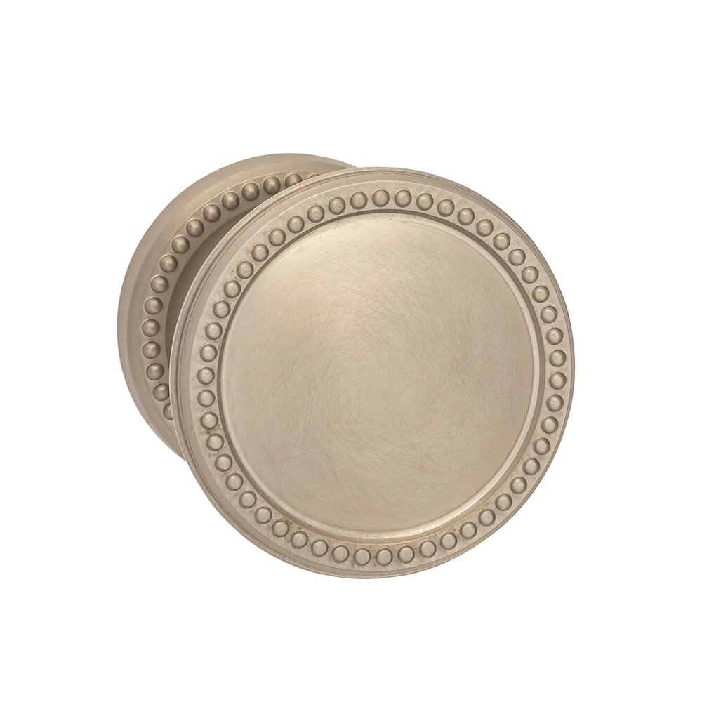Single Dummy Beaded Knob and Small Beaded Rose in Satin Nickel Lacquered