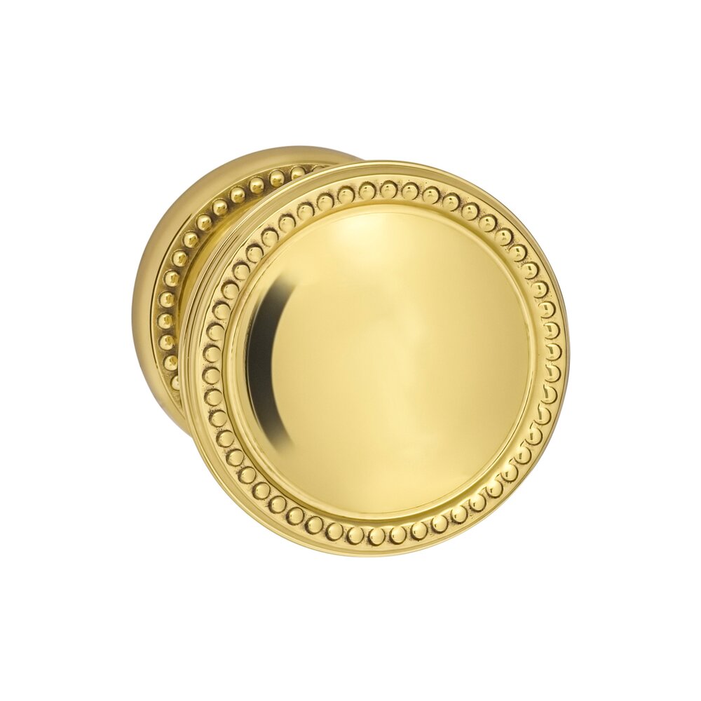 Passage Beaded Knob and Small Beaded Rose in Polished Brass Lacquered