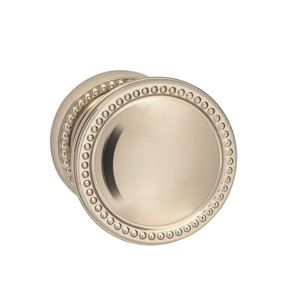 Privacy Beaded Knob and Small Beaded Rose in Polished Polished Nickel Lacquered