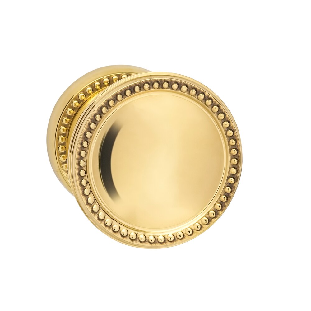 Privacy Beaded Knob and Small Beaded Rose in Polished Brass Unlacquered