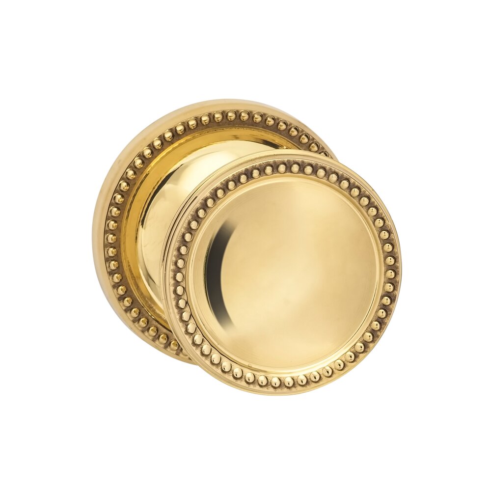 Privacy Beaded Knob Beaded Rose in Polished Brass Unlacquered