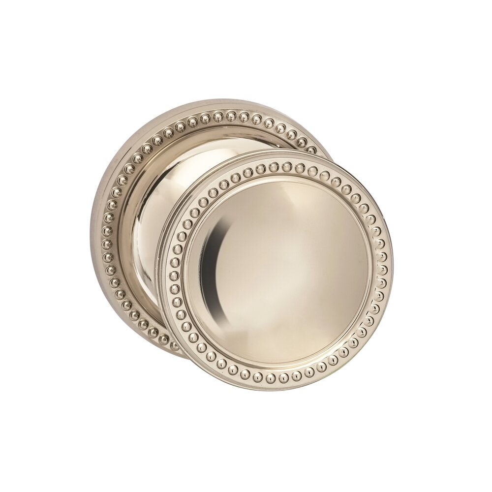 Privacy Beaded Knob Beaded Rose in Polished Polished Nickel Lacquered