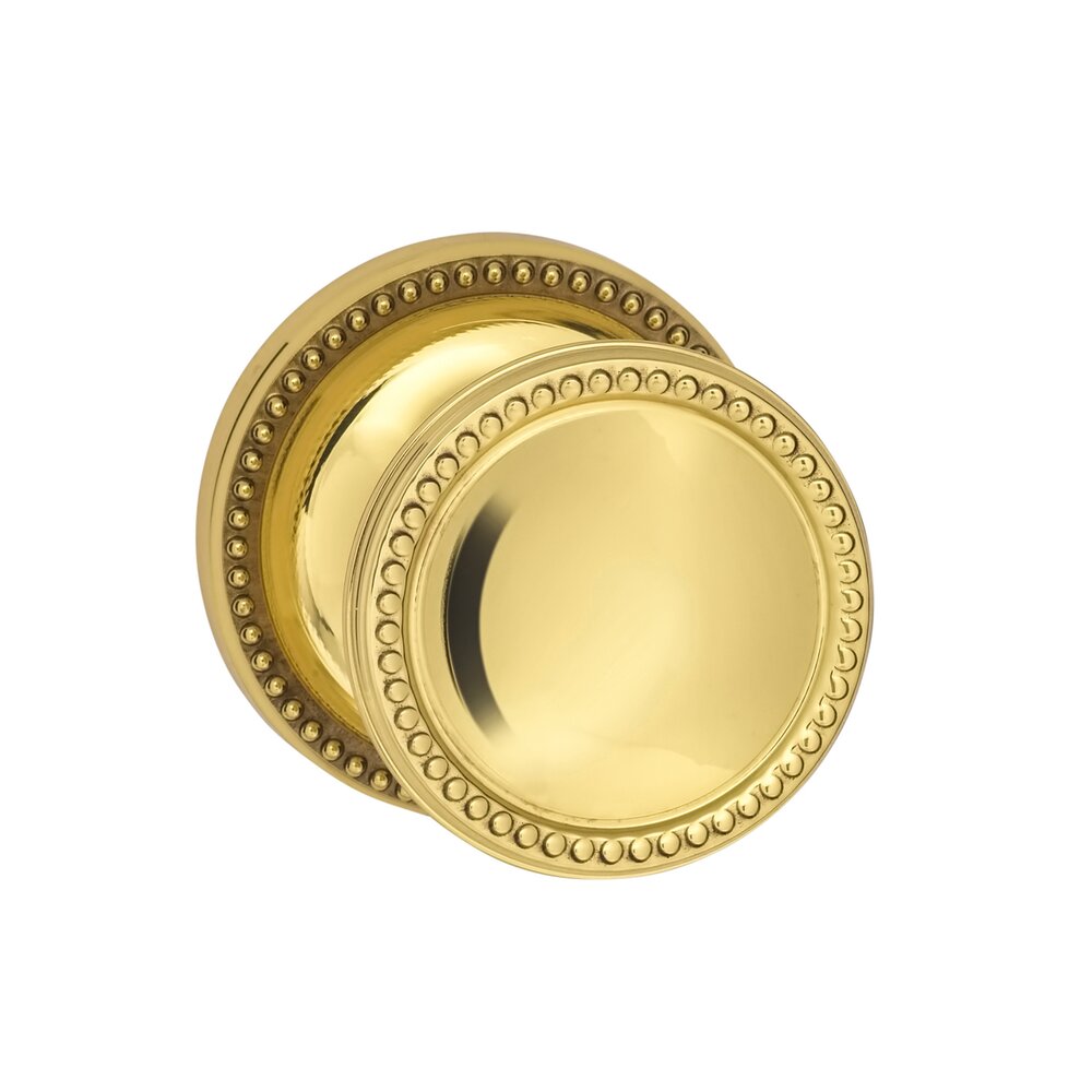 Passage Beaded Knob Beaded Rose in Polished Brass Lacquered