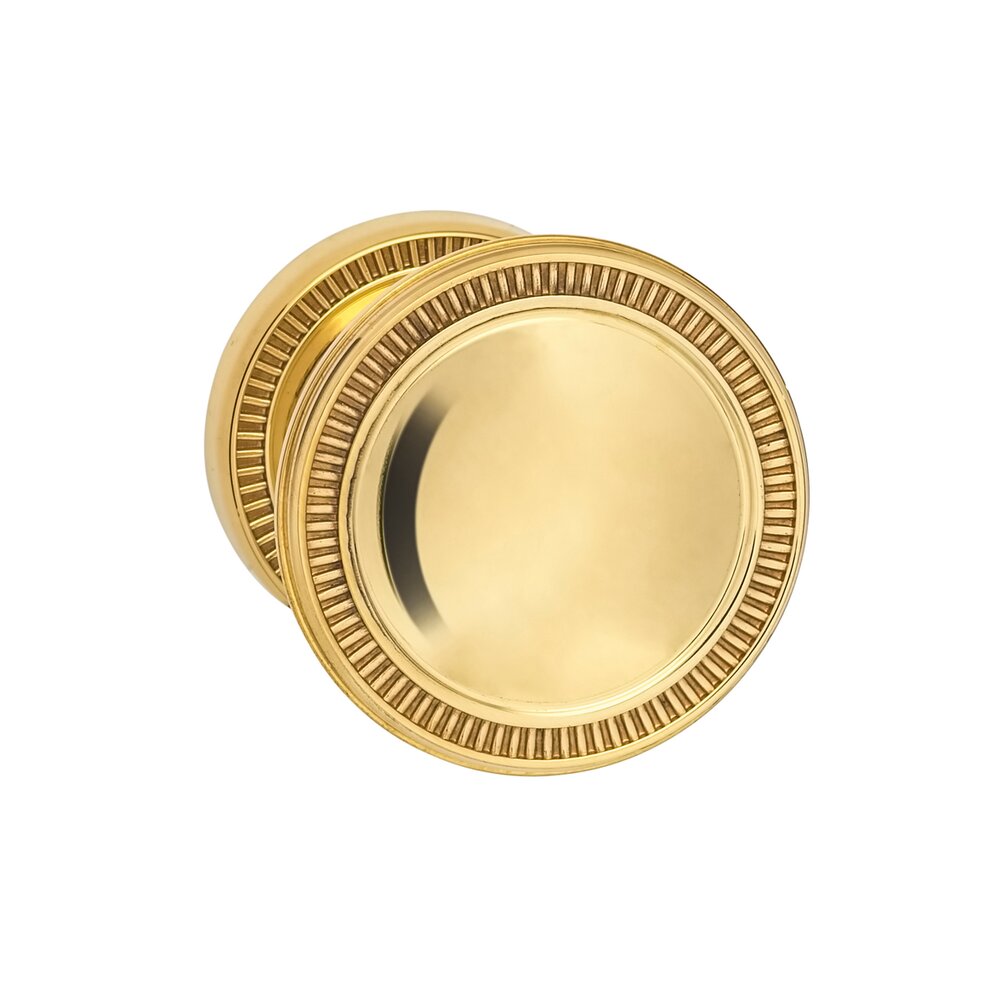 Passage Milled Knob Small Milled Rose in Polished Brass Unlacquered
