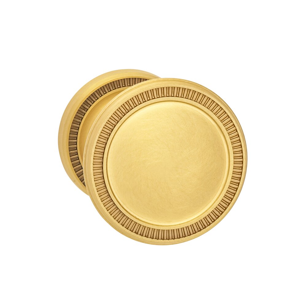 Privacy Milled Knob Small Milled Rose in Satin Brass Lacquered