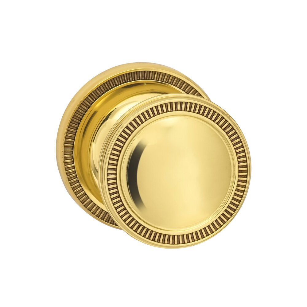 Privacy Milled Knob Milled Rose in Polished Brass Lacquered