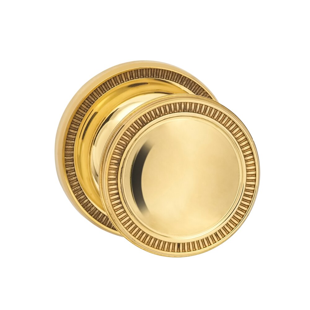 Passage Milled Knob Milled Rose in Polished Brass Unlacquered