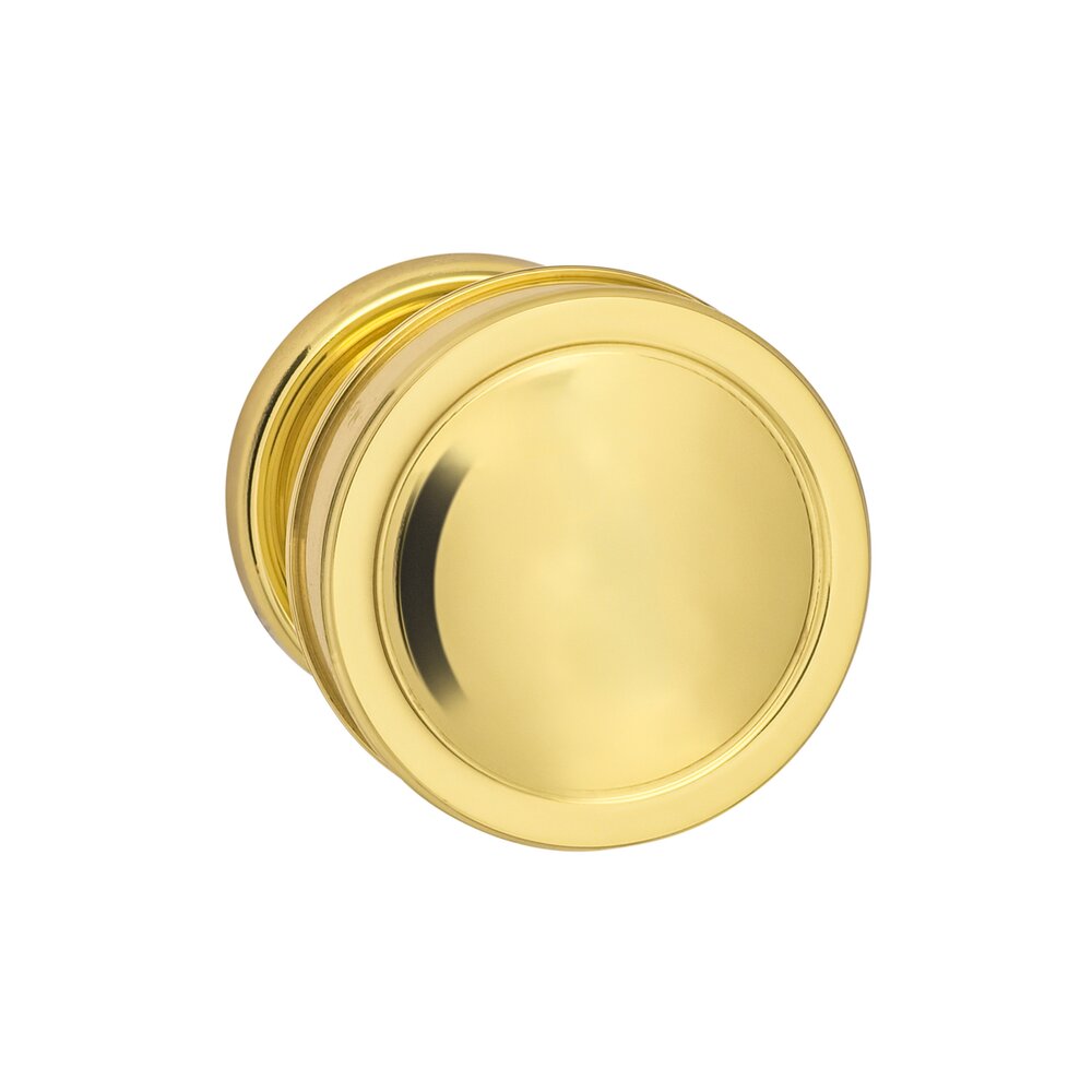 Privacy Edged Knob and Small Edged Rose in Polished Brass Lacquered