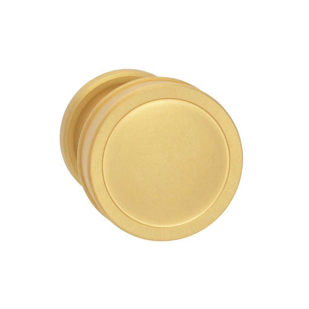 Privacy Edged Knob and Small Edged Rose in Satin Brass Lacquered