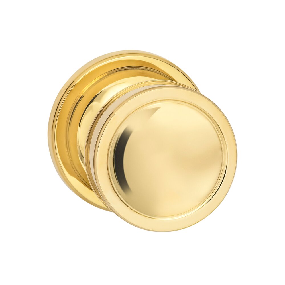 Passage Edged Knob Edged Rose in Polished Brass Unlacquered