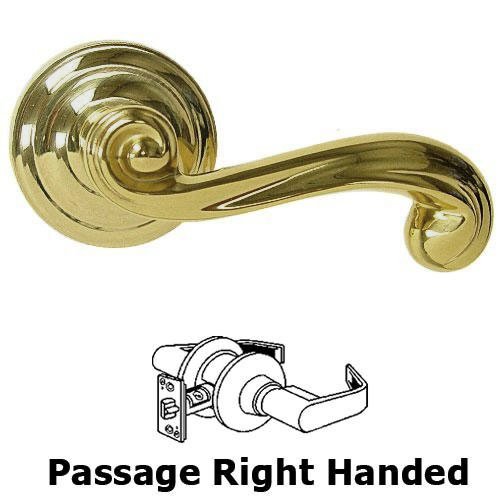 Passage Wave Right Handed Lever with Radial Rosette in Max Brass