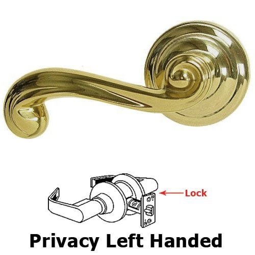 Privacy Wave Left Handed Lever with Radial Rosette in Max Brass