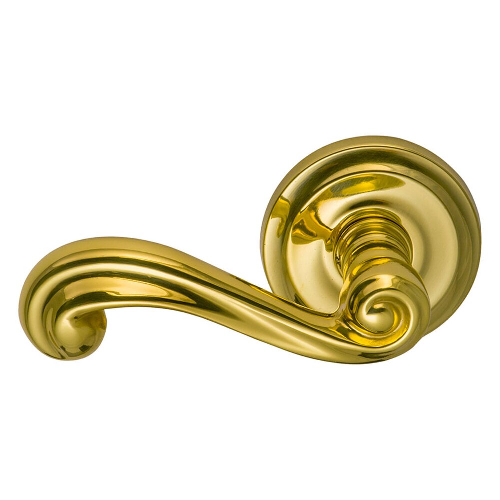Passage Traditions Left Handed Lever with Radial Rosette in Polished Brass Unlacquered