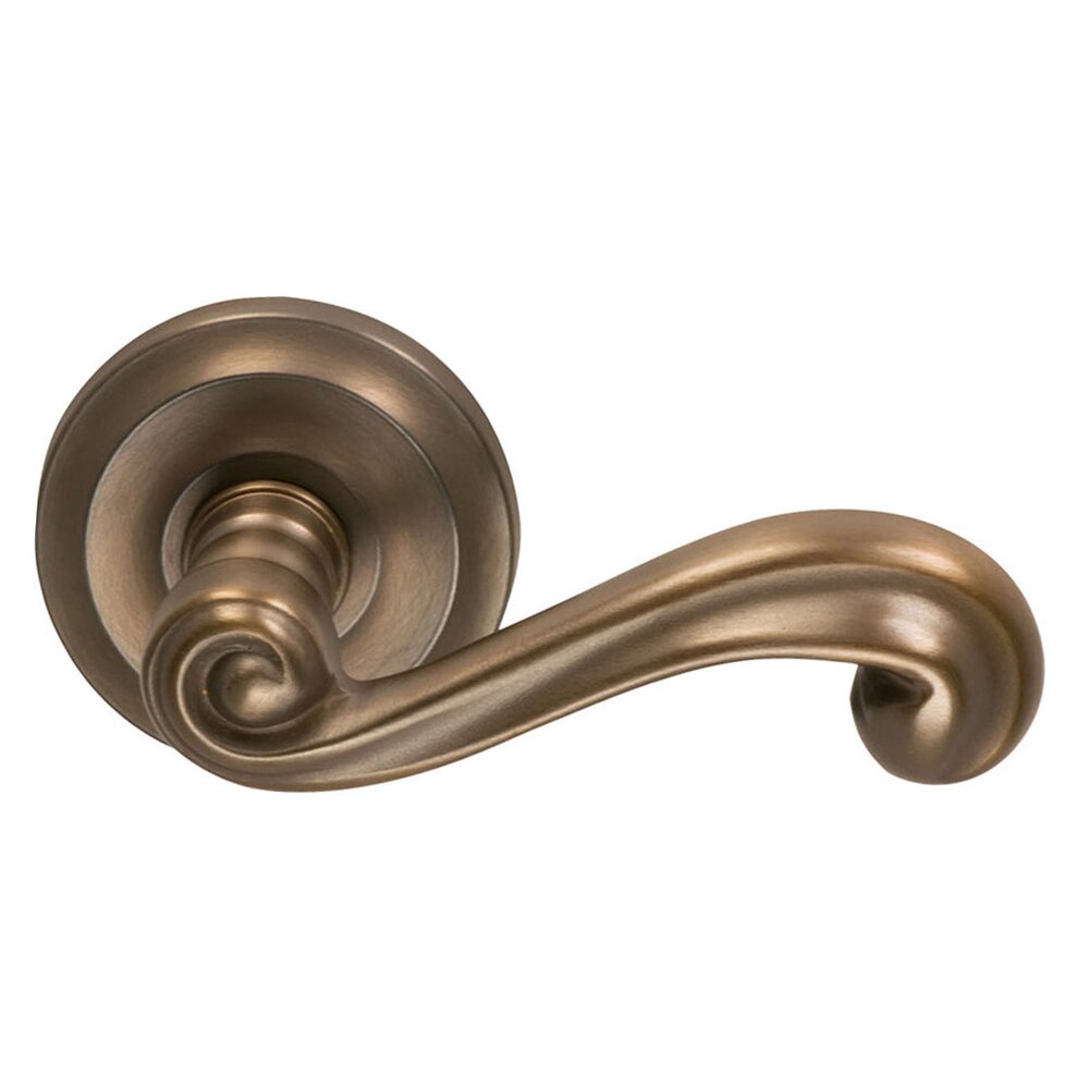 Passage Traditions Right Handed Lever with Radial Rosette in Antique Bronze Unlacquered