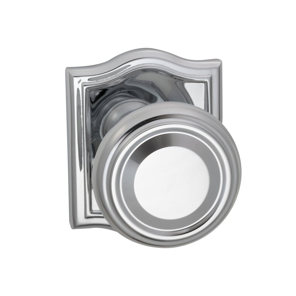 Passage Traditional Knob with Arch Rose in Polished Chrome