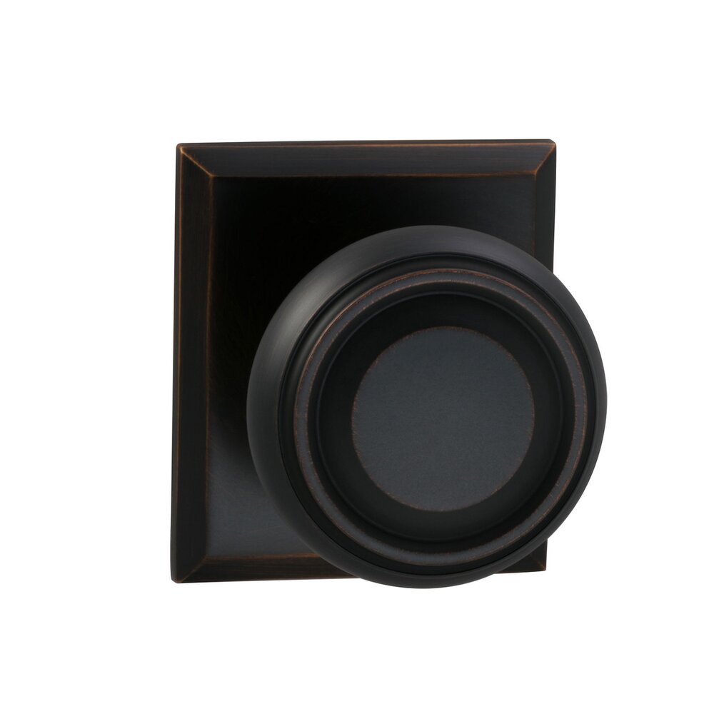 Privacy Traditional Knob with Rectangle Rose in Tuscan Bronze