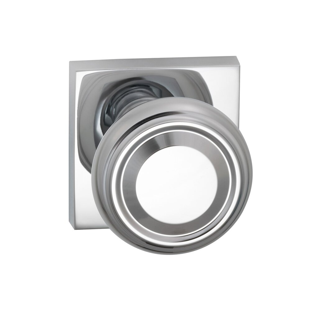 Double Dummy Traditional Knob with Square Rose in Polished Chrome Plated