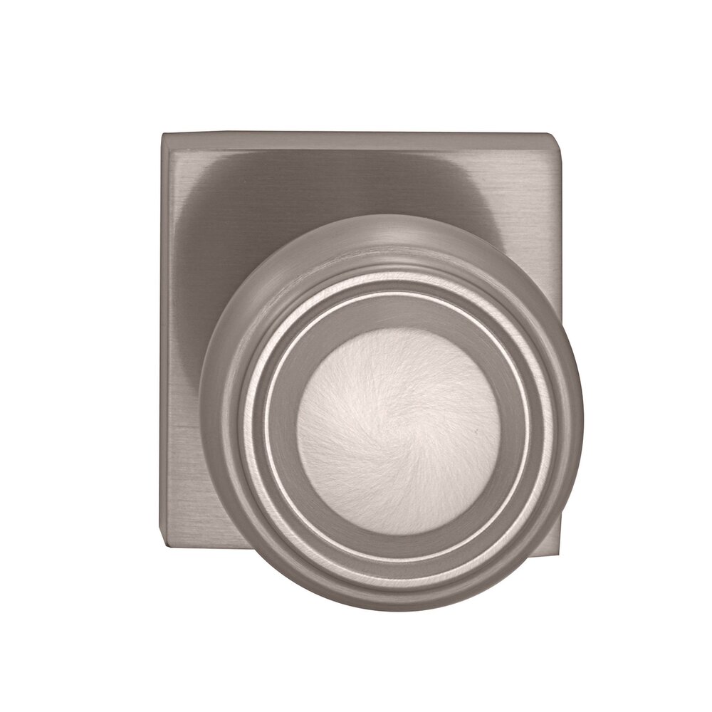 Privacy Traditional Knob with Square Rose in Satin Nickel Lacquered Plated, Lacquered