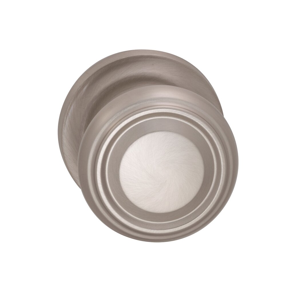 Single Dummy Traditional Knob with Traditional Rose in Satin Nickel Lacquered