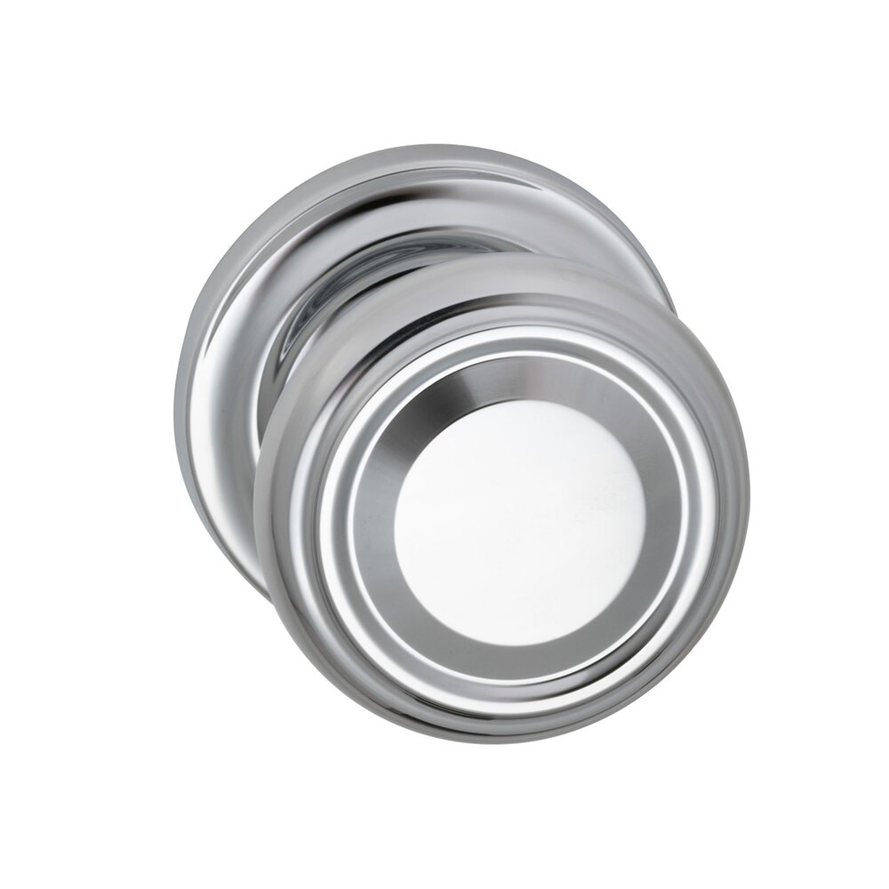 Single Dummy Traditional Knob with Traditional Rose in Polished Chrome