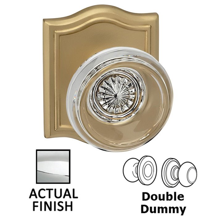 Double Dummy Traditional Glass Knob With Arched Rose in Polished Chrome