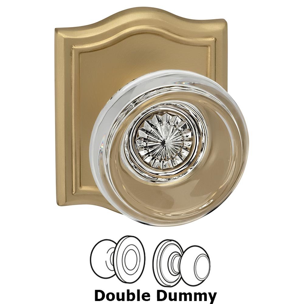 Double Dummy Traditional Glass Knob With Arched Rose in Satin Brass Lacquered