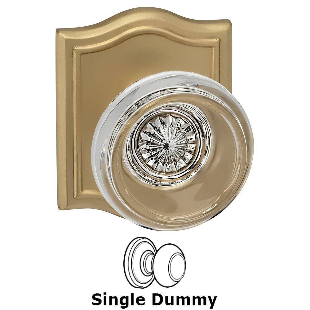 Single Dummy Traditional Glass Knob With Arched Rose in Satin Brass Lacquered