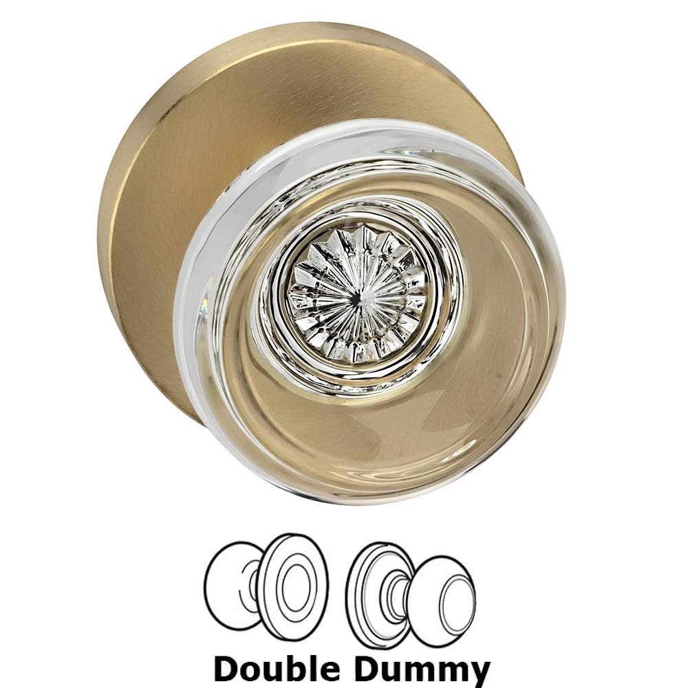 Double Dummy Traditional Glass Knob With Modern Rose in Satin Brass Lacquered