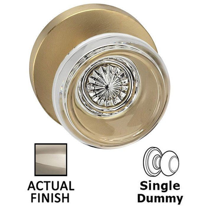 Single Dummy Traditional Glass Knob With Modern Rose in Polished Polished Nickel Lacquered