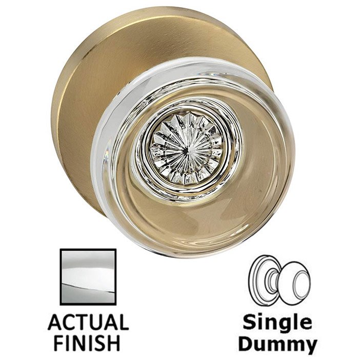 Single Dummy Traditional Glass Knob With Modern Rose in Polished Chrome