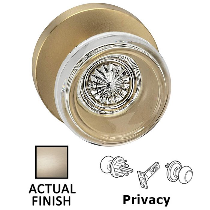 Privacy Traditional Glass Knob With Modern Rose in Satin Nickel Lacquered