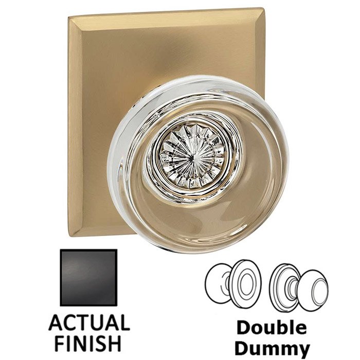 Double Dummy Traditional Glass Knob With Rectangular Rose in Oil Rubbed Bronze Lacquered