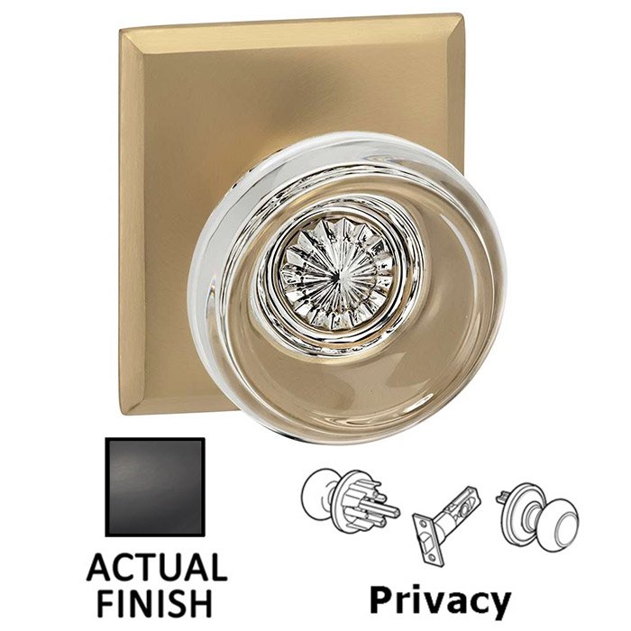 Privacy Traditional Glass Knob With Rectangular Rose in Oil Rubbed Bronze Lacquered