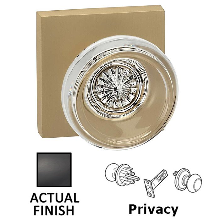 Privacy Traditional Glass Knob With Square Rose in Oil Rubbed Bronze Lacquered