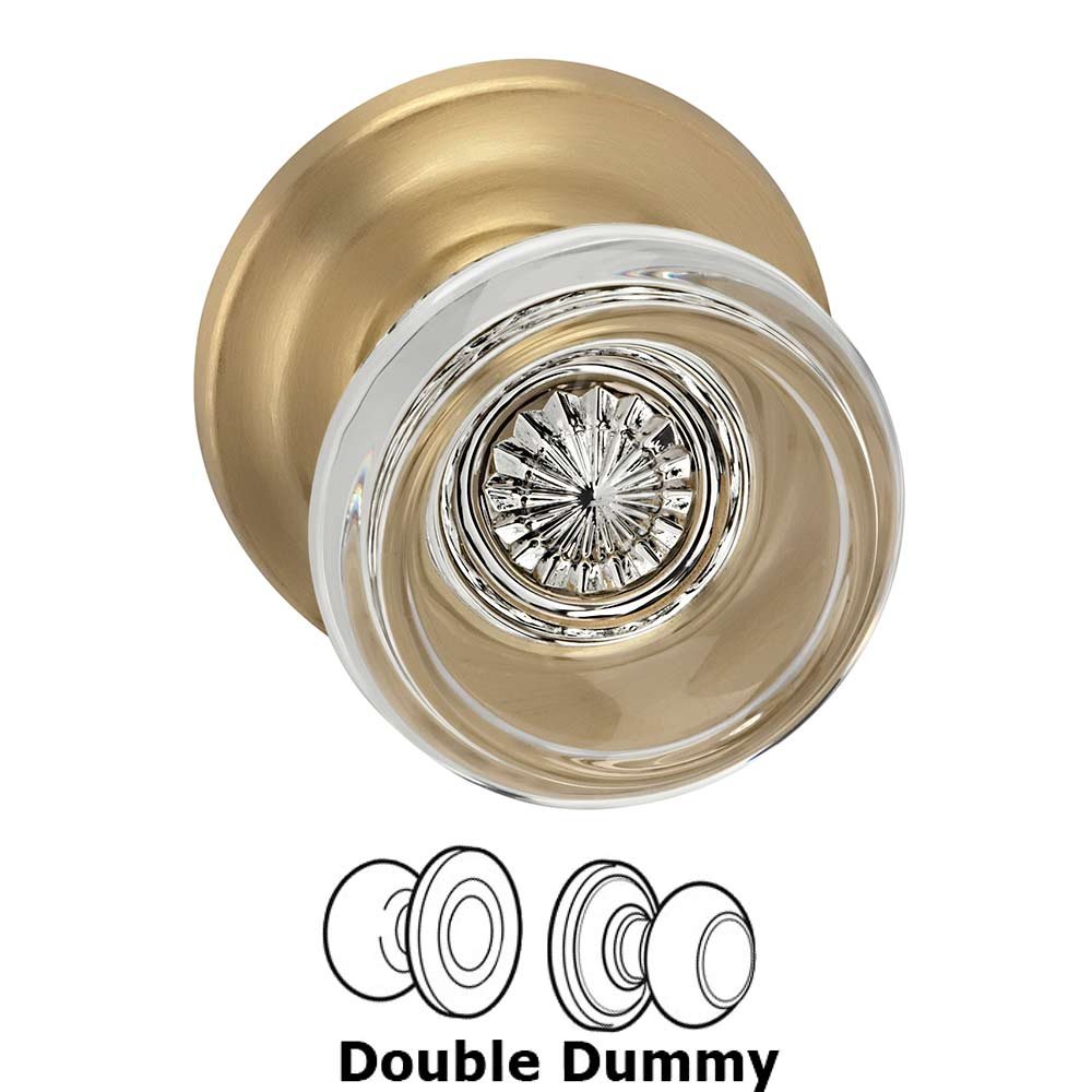 Double Dummy Traditional Glass Knob With Traditional Rose in Satin Brass Lacquered