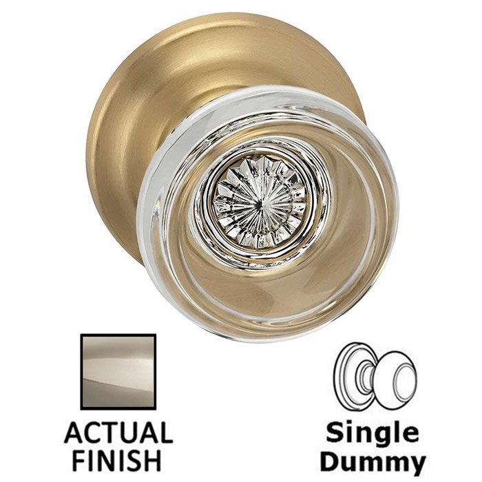 Single Dummy Traditional Glass Knob With Traditional Rose in Polished Polished Nickel Lacquered