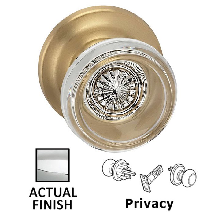 Privacy Traditional Glass Knob With Traditional Rose in Polished Chrome