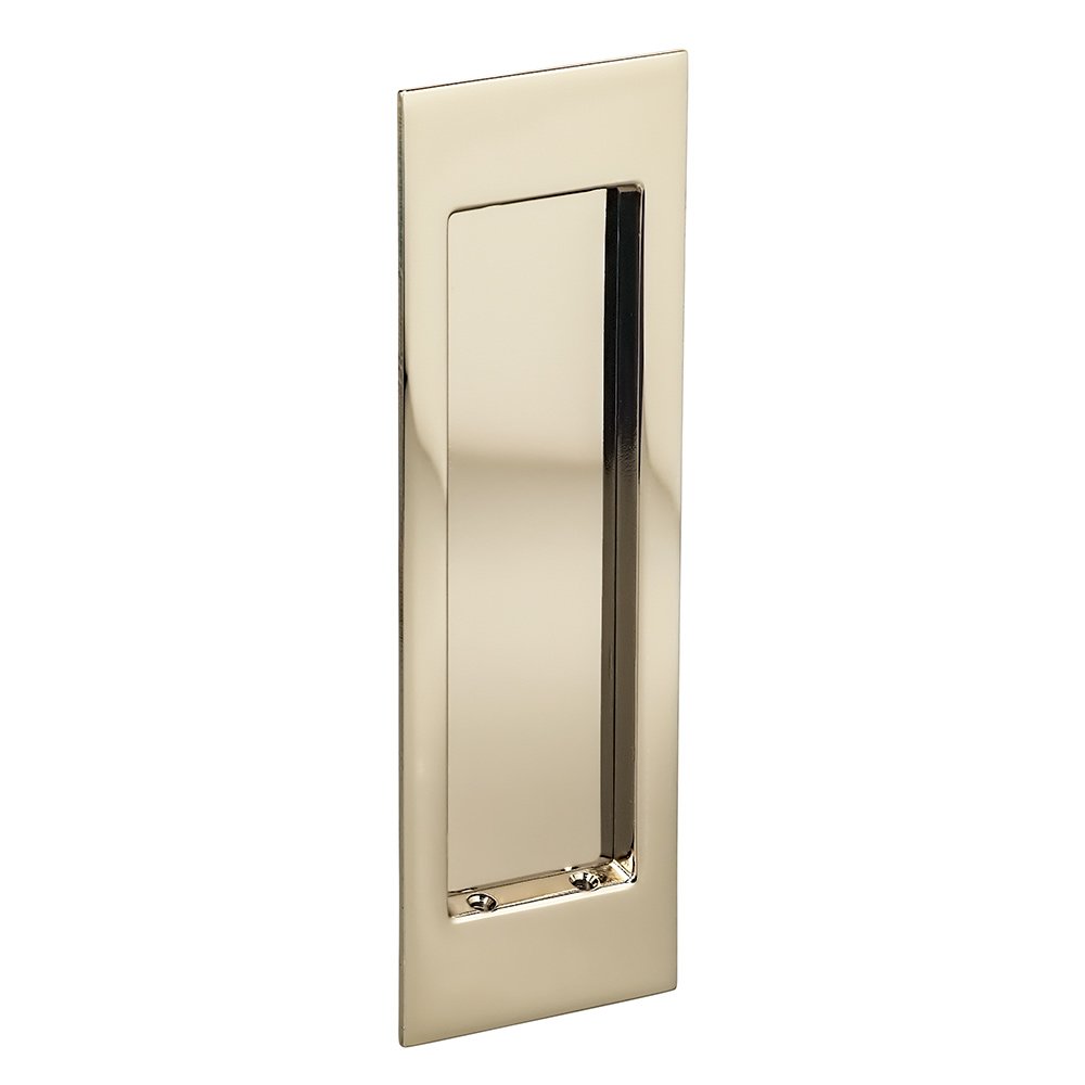 Large Modern Rectangle Flush Pull in Polished Polished Nickel Lacquered