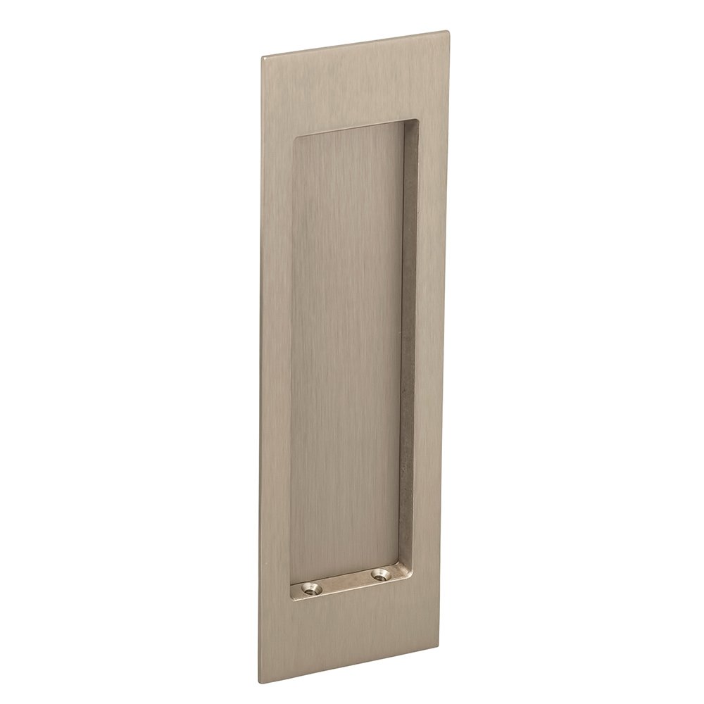 Large Modern Rectangle Flush Pull in Satin Nickel Lacquered