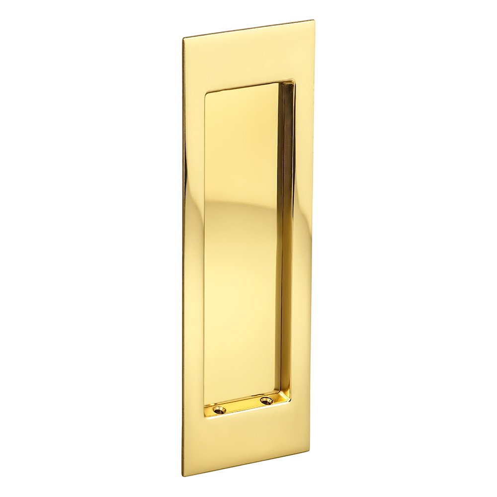 Large Modern Rectangle Flush Pull in Polished Brass Lacquered