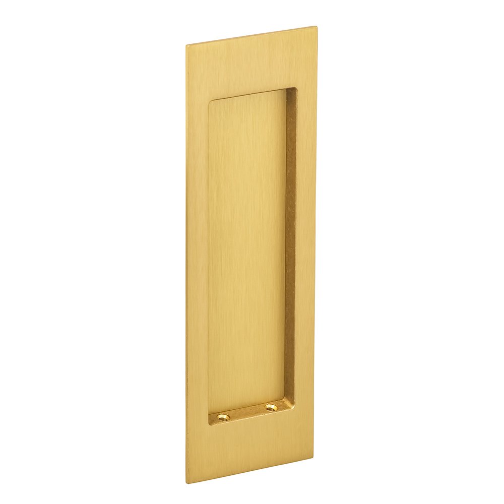 Large Modern Rectangle Flush Pull in Satin Brass Lacquered