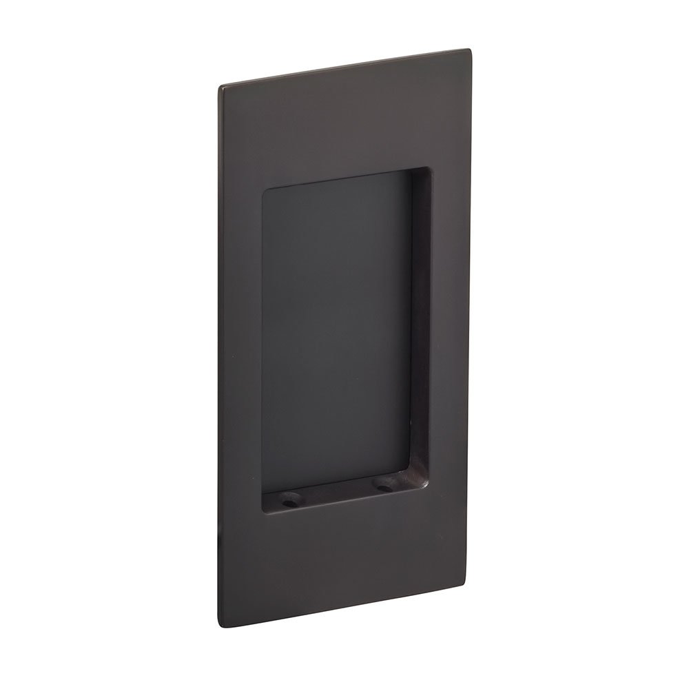 Small Modern Rectangle Flush Pull in Oil Rubbed Bronze Lacquered