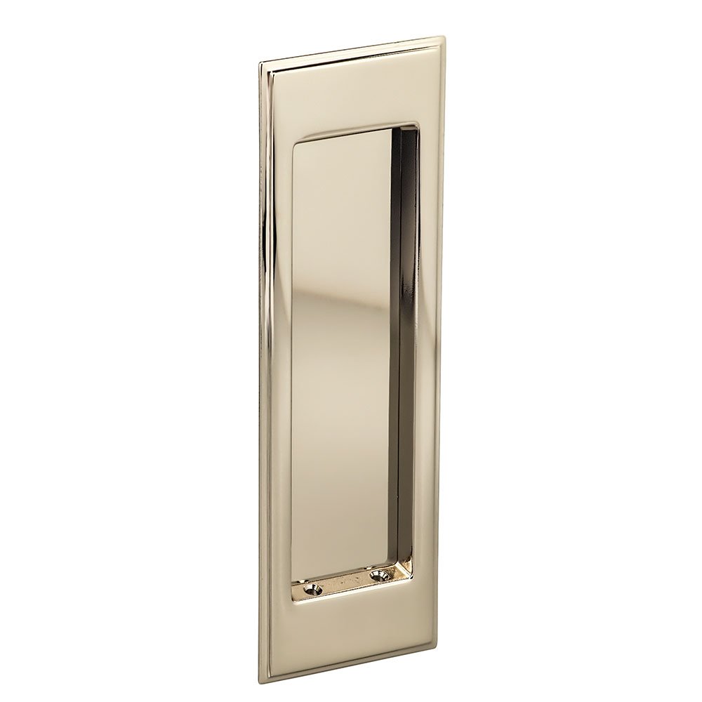Large Stepped Rectangle Flush Pull in Polished Polished Nickel Lacquered