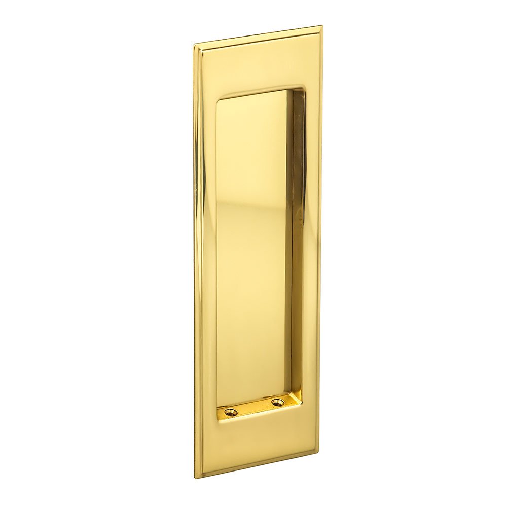 Large Stepped Rectangle Flush Pull in Polished Brass Lacquered