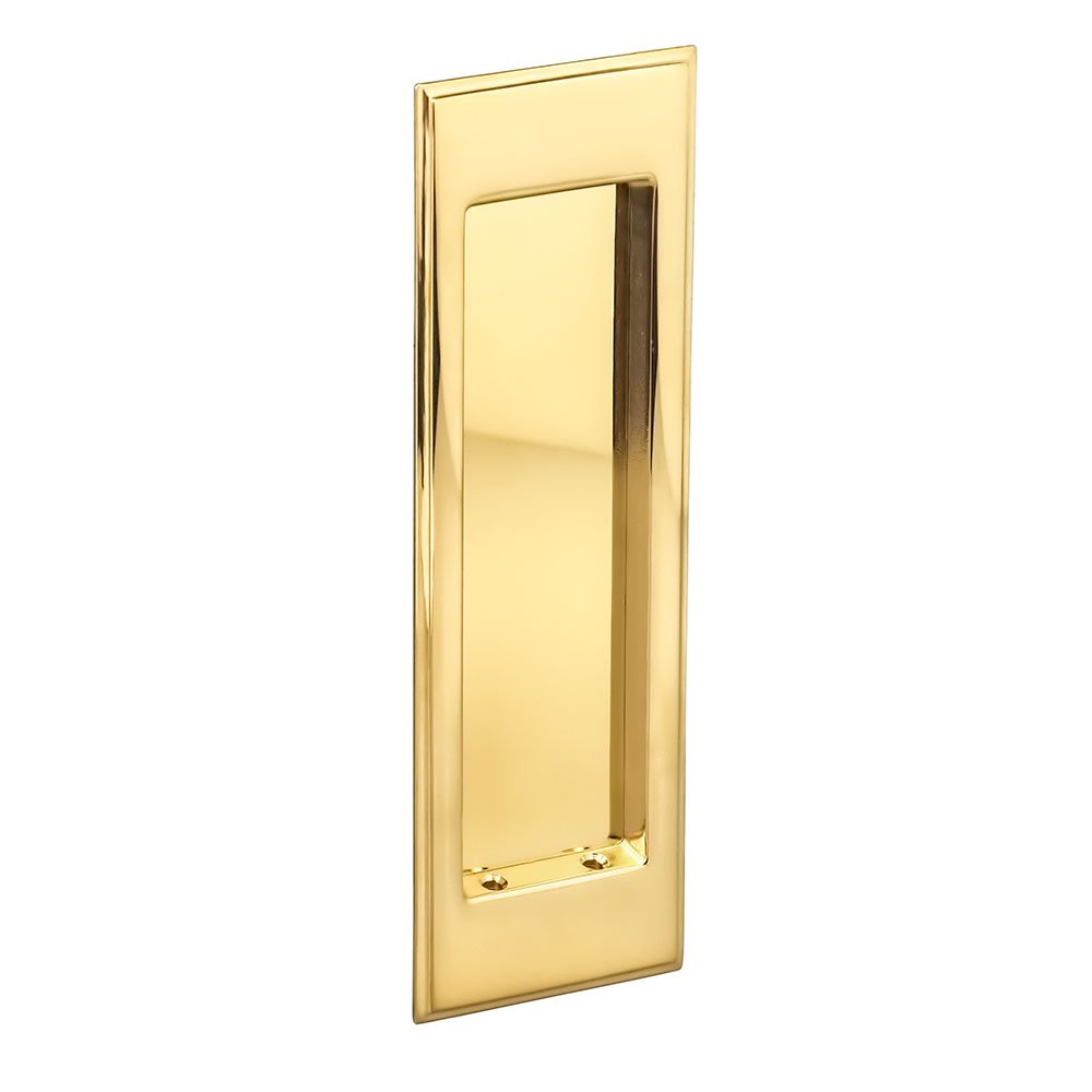 Large Stepped Rectangle Flush Pull in Polished Brass Unlacquered
