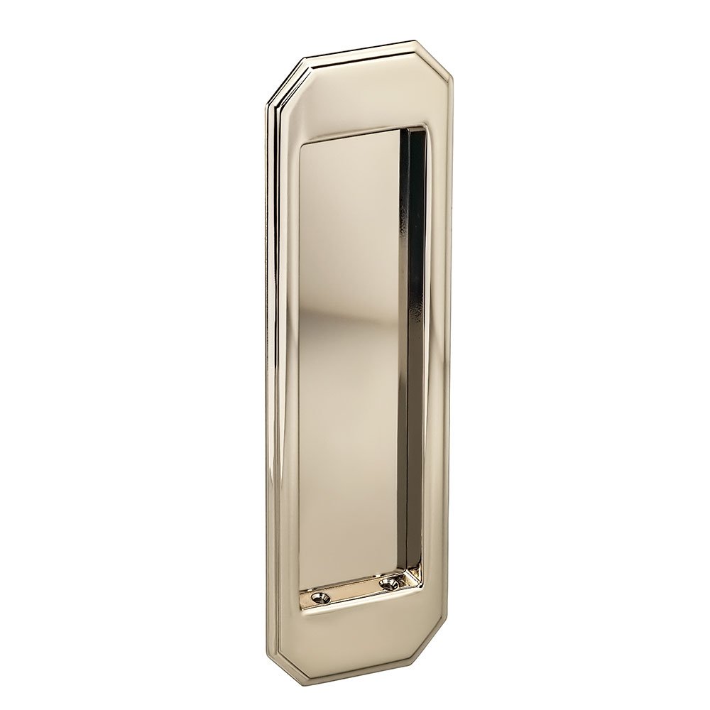 Large Traditional Rectangle Flush Pull in Polished Polished Nickel Lacquered