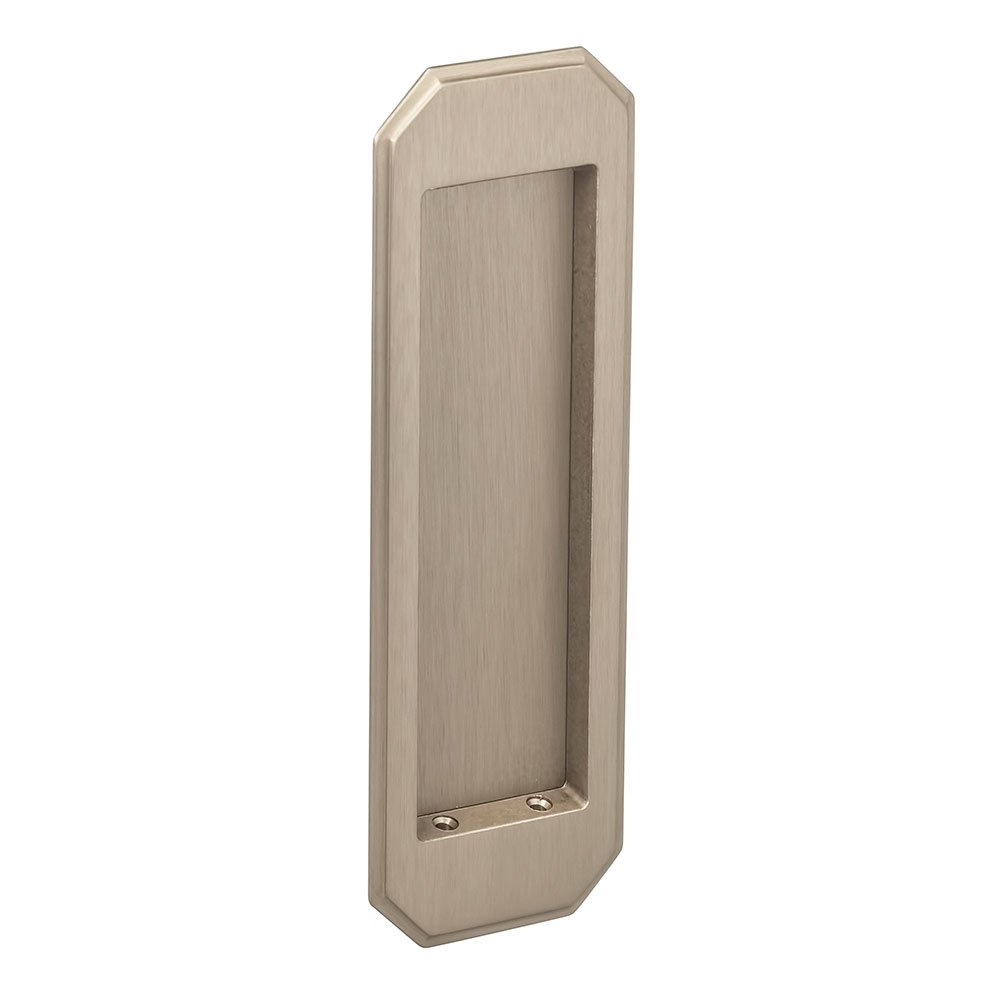 Large Traditional Rectangle Flush Pull in Satin Nickel Lacquered