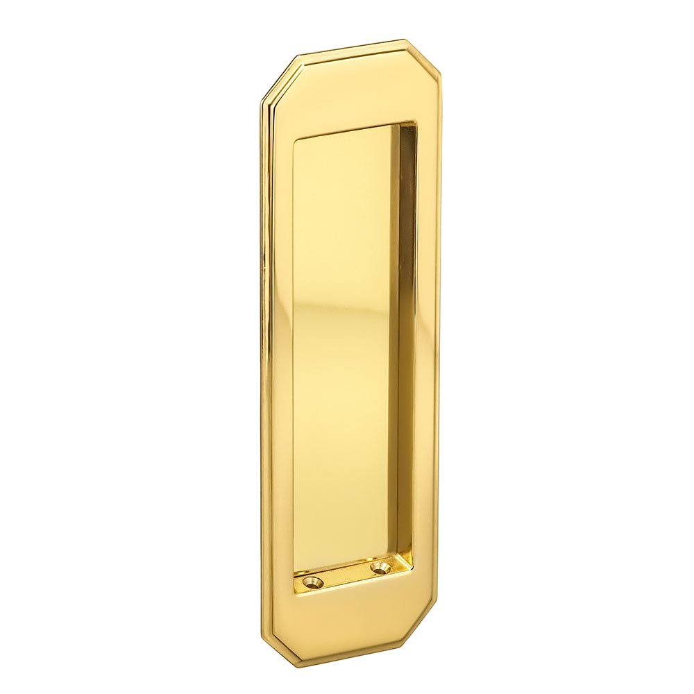 Large Traditional Rectangle Flush Pull in Polished Brass Lacquered