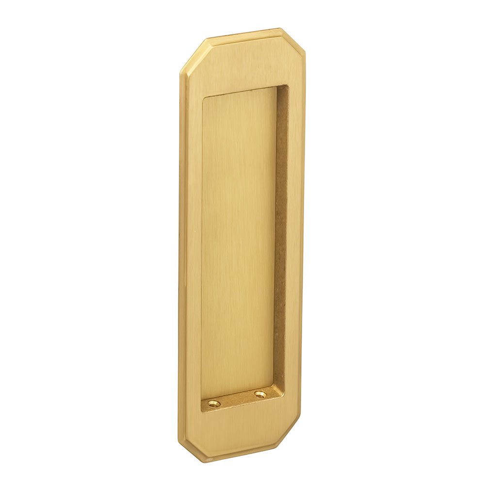 Large Traditional Rectangle Flush Pull in Satin Brass Lacquered