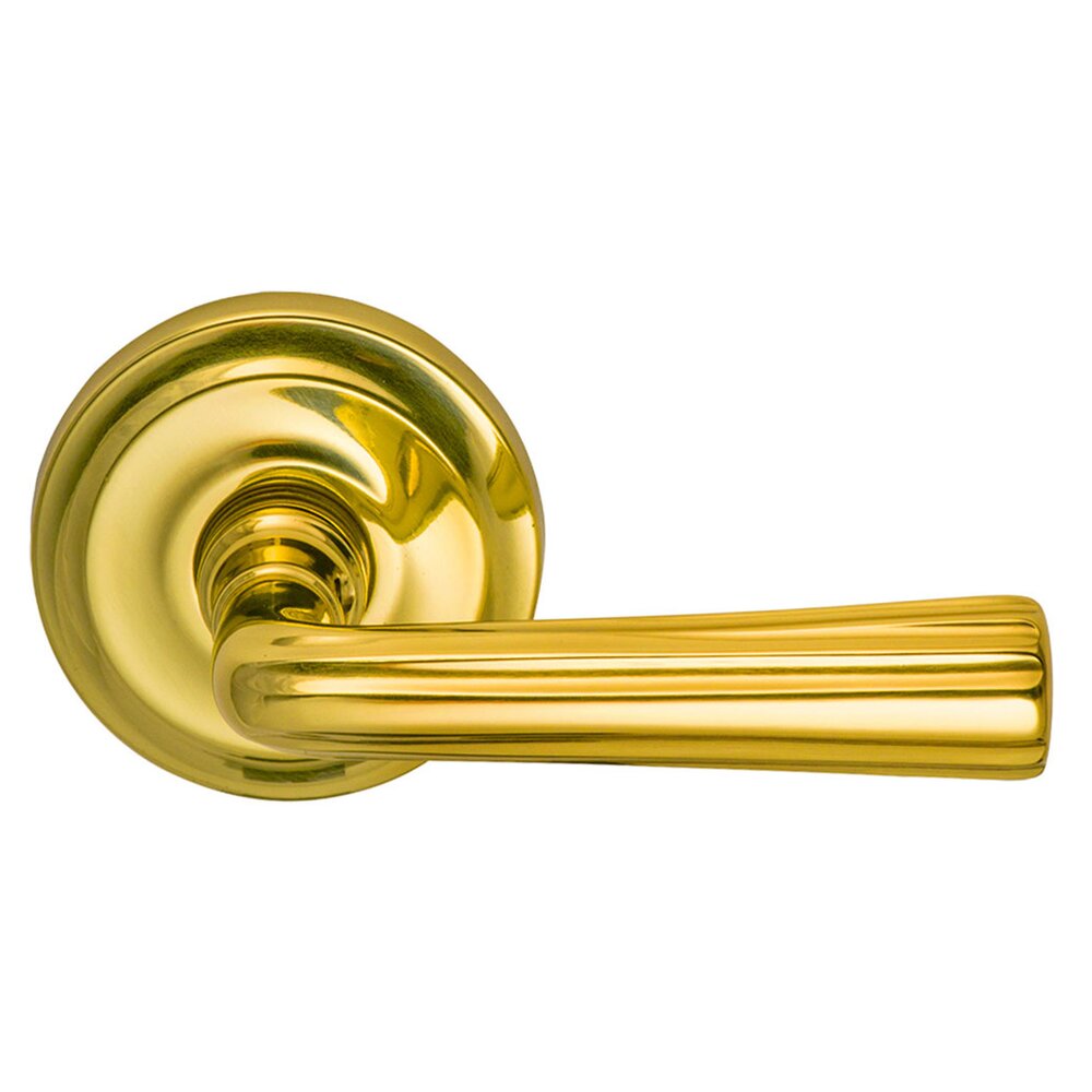 Passage Traditions Contoured Lever with Small Radial Rosette in Polished Brass Unlacquered